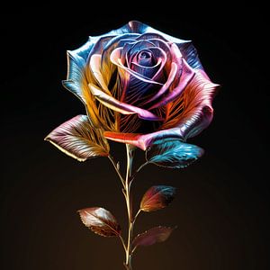 Rose Blume Hologramm metallisch glänzend futuristisch