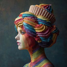 Cupcake gebak vrouw portret van TheXclusive Art