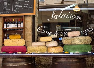 Wijn en kaas (Etalage van een Franse winkel)