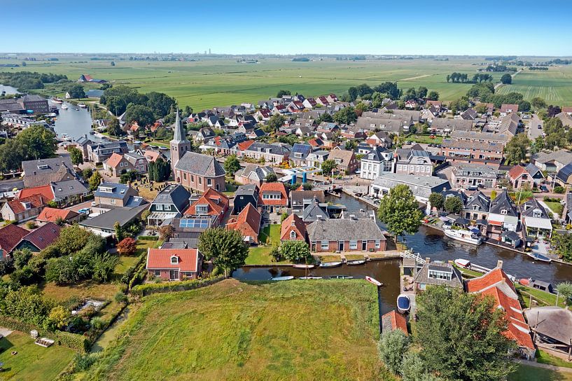 Aerial view of the village of Warten in Friesland Netherlands by Eye on You