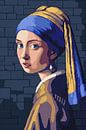 Het meisje met de parel - Pixel Art van Poster Art Shop thumbnail
