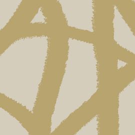 Modern abstract art. Lines in pastel colors. Light gold on beige by Dina Dankers