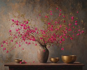 nature morte florale | Pink Cascade sur Peintures accrocheuses