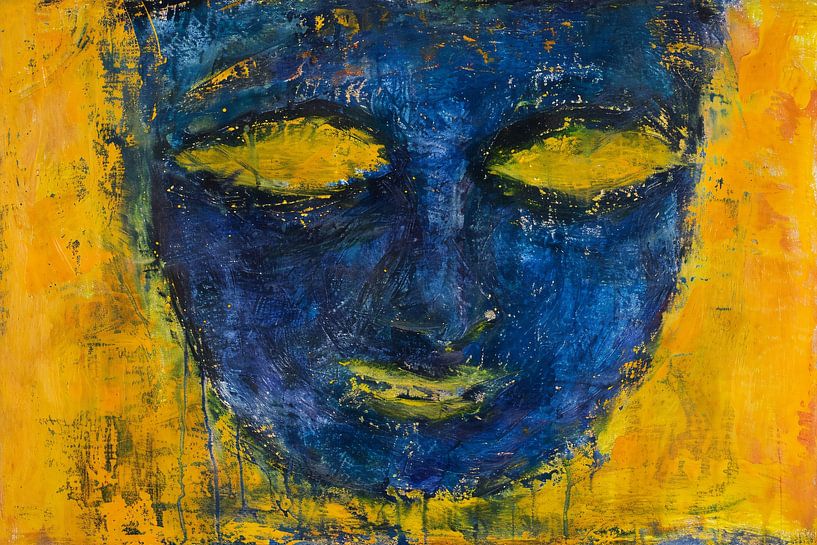 Abstract schilderij van gezicht in kleuren van Art & Soul Creations