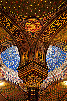 Détail d'une colonne de la synagogue espagnole de Prague