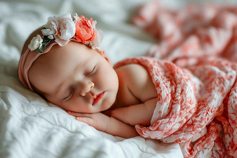 Newborn Baby Sleep At First Days Of Life Portrait Of New Born