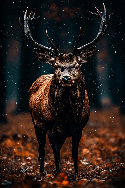 Deer in misty winter forest by Imperial Art House