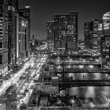 CHICAGO bruggen in de nacht van Melanie Viola