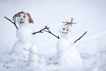 Winterpret: Charmante Sneeuwpop Familie van Arthur van Iterson