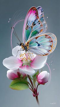 vlinder op bloem van Gelissen Artworks