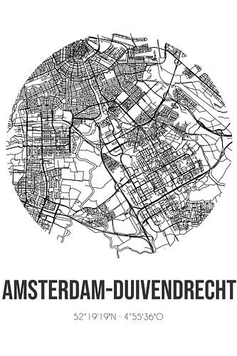 Amsterdam-Duivendrecht (Noord-Holland) | Landkaart | Zwart-wit