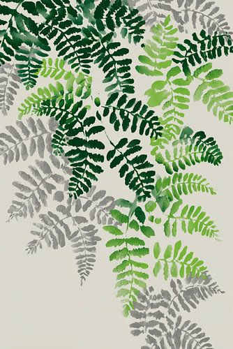 Farnschablone - Grün und Grau, einfach und kraftvoll