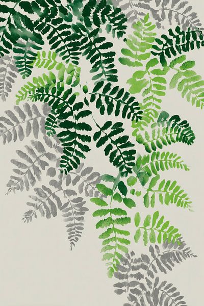 Fern Stencil - Green and Grey, Simple &amp; Powerful by Thea