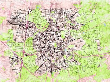 Kaart van Darmstadt in de stijl 'Soothing Spring' van Maporia