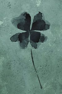 Tough Klee vier (Aquarell Malerei Blumen und Pflanzen Glück grün fröhlich schön Kleeblatt 4 ) von Natalie Bruns