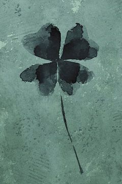Stoer klavertje vier (aquarel schilderij bloemen en planten geluk groen vrolijk mooi klaverblad 4 ) van Natalie Bruns