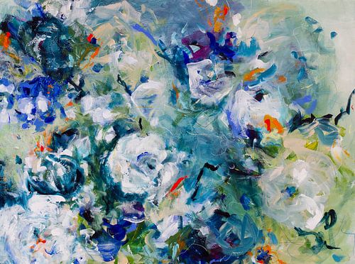 Fleurs d'Hiver - colourful flower painting in loose style and winter atmosphere