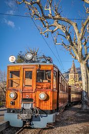 The historic 'Red Lightning' train at Soller station, Mallorca by Christian Müringer