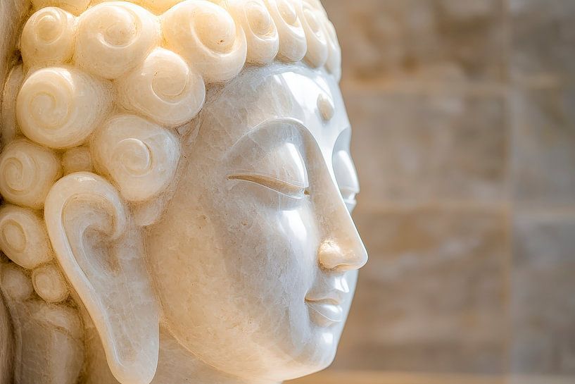 Tête de bouddha en marbre - Minimaliste par Poster Art Shop