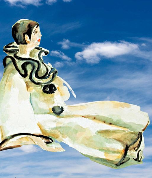 Porträt von Lange Lijs, dem Pierrot, auf einer Reise. von Ineke de Rijk