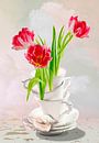 Stilleven ‘Tulpen in cappuccino-koppen’ van Willy Sengers thumbnail