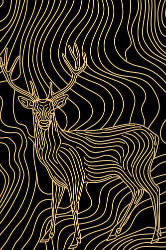 Abstracte lijntekening van een elegant hert