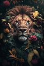 Portrait du visage d'un lion dans la jungle par Digitale Schilderijen Aperçu