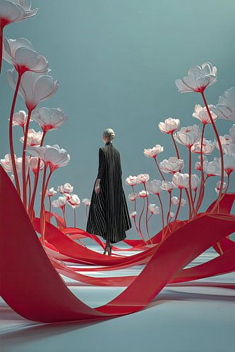 surrealistisch portret vrouw met bloemen