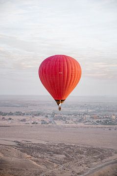 Red Hot Air Balloon Sunrise Temples Luxor, Egypt by Hannah Hoek