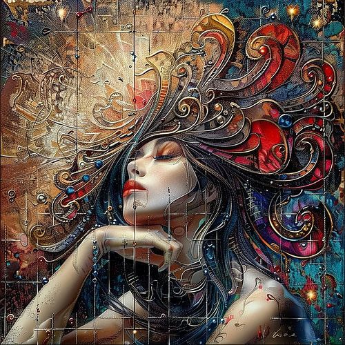 vrouw mozaiek fresco stijl