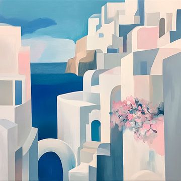 Blauwe steegjes in Griekenland van Poster Art Shop