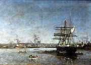 Russisch korvet in de haven van Le Havre, Eugène Boudin, 1887 van Atelier Liesjes thumbnail