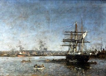 Russisch korvet in de haven van Le Havre, Eugène Boudin, 1887 van Atelier Liesjes