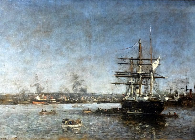 Russisch korvet in de haven van Le Havre, Eugène Boudin, 1887 van Atelier Liesjes