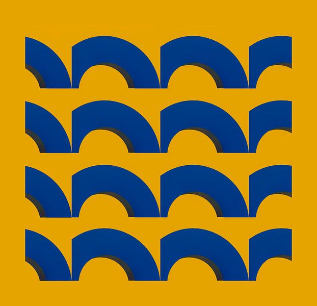 geel en blauw vlakverdeling van Corrie Ruijer