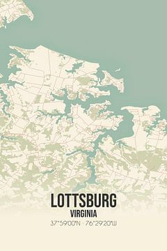 Vintage landkaart van Lottsburg (Virginia), USA. van MijnStadsPoster