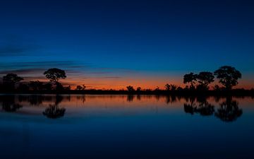 Zonsondergang in Okavango