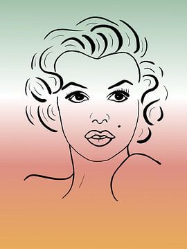 Marilyn Monroe in Retro-Pastellfarben von H.Remerie Fotografie und digitale Kunst