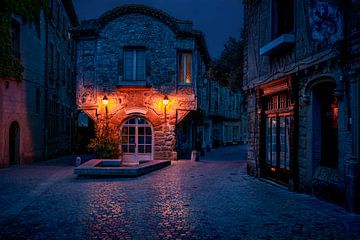 Mystiek stadsgezicht van Carcassonne in het zuiden van Frankrijk van Voss fotografie