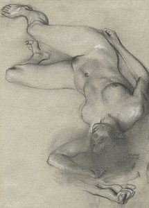 Franz von Stuck - Nackte Frau am Boden liegend (1896)