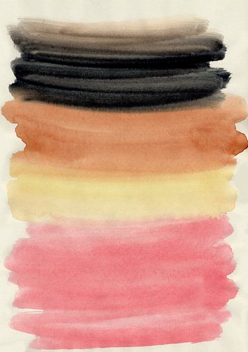 Kleurrijke penseelstreken in roze, geel, terra en zwart