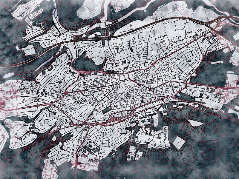 Map of Kaiserslautern with the style 'White Winter' by Maporia