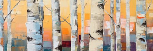 Aspen Forest Palette Knife Style Oil Painting