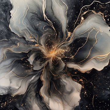 Le dark art, une fleur abstraite dans un univers magique sur Digitale Schilderijen