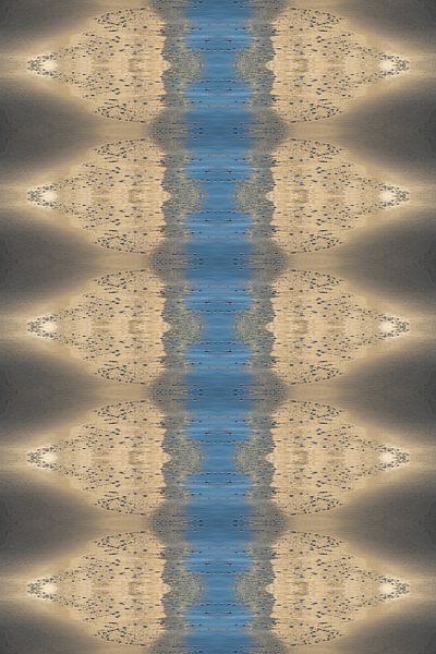 Golden yellow and blue reflections in the wet sand 2 by Adriana Mueller