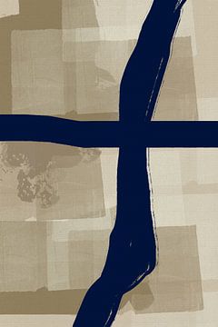 Modern abstract in beige en blauw van Dina Dankers