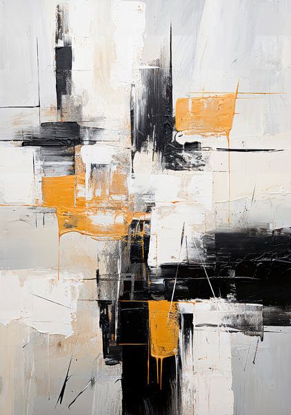 Abstraktes Gemälde Kunstdruck Modern Schwarz Weiß von Niklas Maximilian