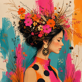 Flora Pop | farbenfrohes, illustratives Frauenporträt von Mirjam Duizendstra