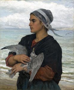 Jules Breton, De gewonde zeemeeuw - 1878 van Atelier Liesjes