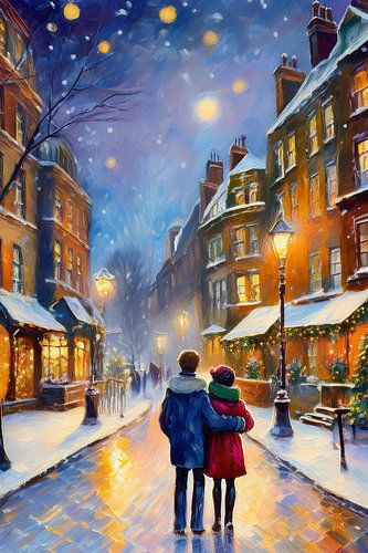 Straatbeeld in de winter met sneeuw van Patricia Hofmeester